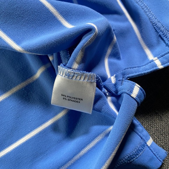 Peter Millar Summer Comfort Blue Stripe Polo Shirt Mens Large Golf Performance - Picture 7 of 8